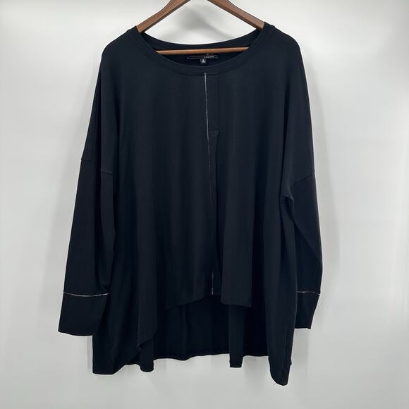 Habitat LIV Shirt Top Womens Medium Black Lagenlook Boxy Minimalist Pima Stretch - Picture 1 of 10